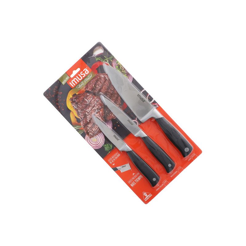 Combo Meister Chef: Set de 3 cuchillos + Chaira + Iman Metal