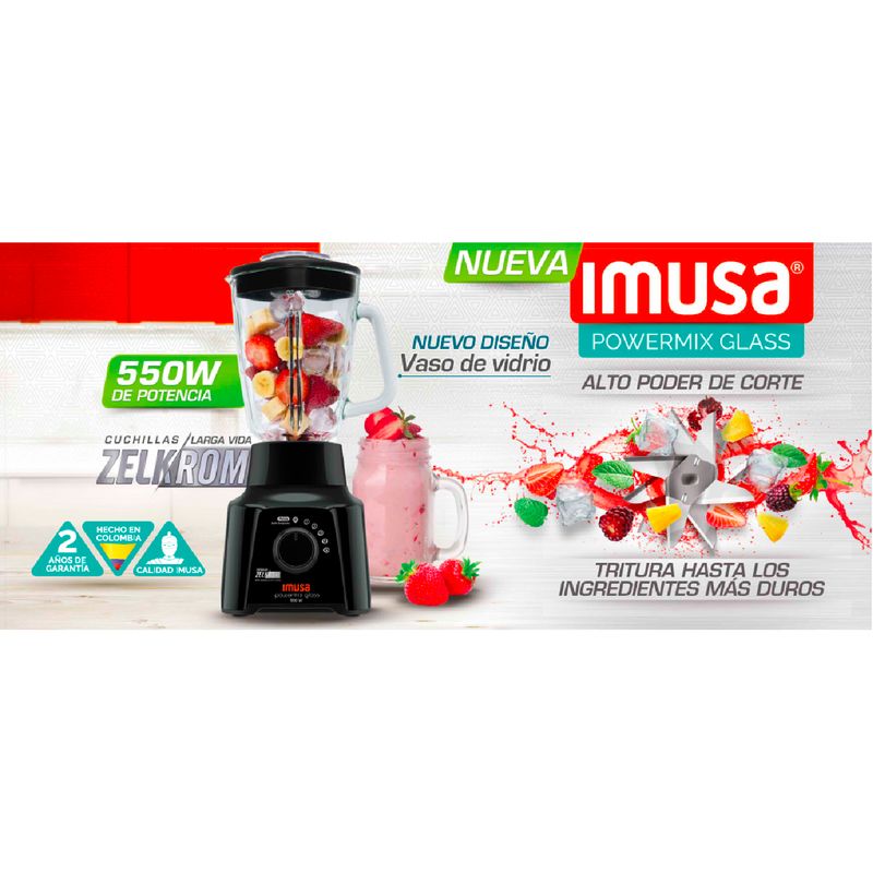 Licuadora-IMUSA-Powermix-Glass-5-Velocidades-Negra