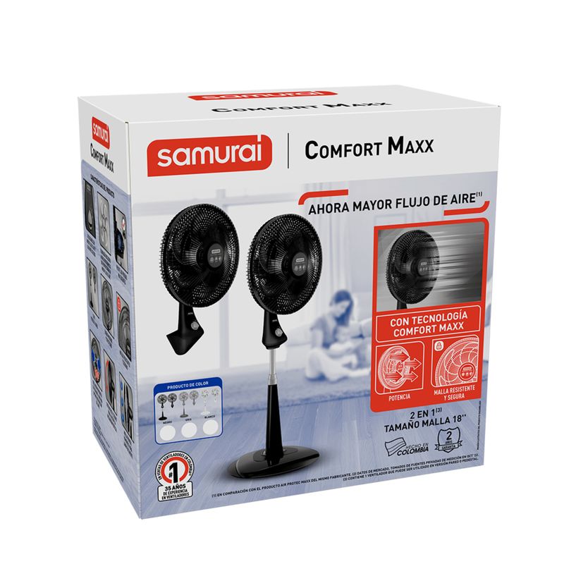 Ventilador Comfort Maxx 2en1 Samurai Blanco - Imusa