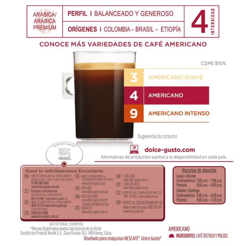 Capsula Nescafé Dolce Gusto Americano x16Unidades - Imusa