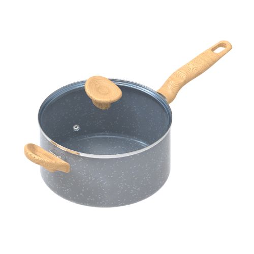 Perol Pastelero IMUSA Natural Stone de 20cm con Tapa de Vidrio + accesorio