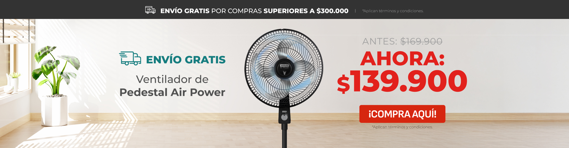Envío gratis Ventilador de pedestal SAMURAI Air Power Negro